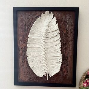 Framed White Leaf Wall Art
